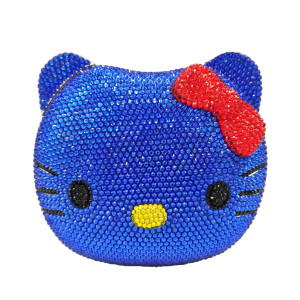 Color: Gold - Luxury Navy Blue Crystal Animal Evening Bags Cat Designer Party Purse Ladies Clutch B F640-12000024005036819