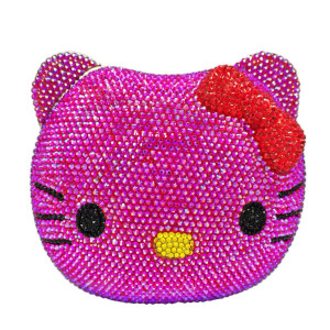 Color: Dark Grey - Luxury Navy Blue Crystal Animal Evening Bags Cat Designer Party Purse Ladies Clu F640-12000024005036821