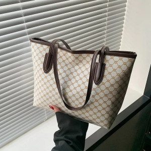 Color: Beige - Fashion Women's Tote Bag Large Capacity Textile Printed Shoulder Bag,Lightweight&Dur F640-12000048168547107