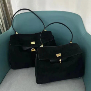 Color: GRAY, Size: L - Luxury Design Women Tote Bag Suede Shoulder Bag High Quality Fashion Brown L F640-12000042953359823