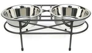 Mesh Elevated Double Dog Bowl Large Black N274-ES01RDB1L