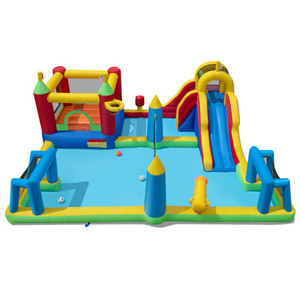 Inflatable Water Slide Bounce House 9-in-1 Jumping Castle with Climbing Wall D681-NP12781