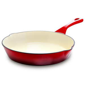 Crock Pot Artisan 8 in. Round Enameled Cast Iron Skillet in Scarlet Red D970-111974.01