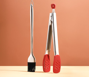 Color: H - 304 Stainless Steel Food Tongs Steak Barbecue Barbecue Bread Cake Food Tongs Silicone To Q119-CJCJ119999208HS