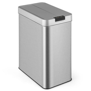 13.2 Gal Slim Kitchen Trash Can with Wing Lids and Stainless Steel Frame - Color: Silver D681-GY10021SL