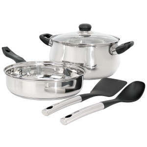 Oster Rametto 5 Piece Belly Shaped Stainless Steel Cookware Set in Silver D970-141109.05