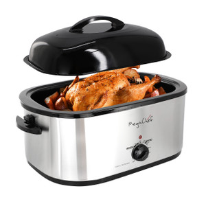 MegaChef 22 Quart Electric Roaster Oven with High Dome Self-Basting Lid D970-MG-RST77