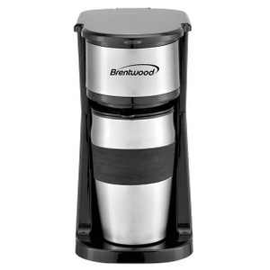 Brentwood Portable Single Serve Coffee Maker with 14oz Travel Mug in Black D970-TS-113BK