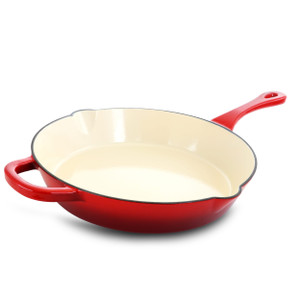 Crock-Pot Artisan 12 Inch Enameled Cast Iron Skillet in Scarlet Red D970-126355.01