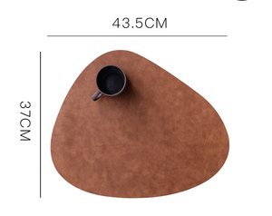 Color: Deep coffee, quantity: 1piece - Placemat Leather Placemat Waterproof and Oilproof Pad Anti-s Q119-CJCJ112844605EV