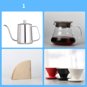 style: 3 Style - Hand-Made Coffee Pot Set, Household Drip-Type Filter Cup, Glass Sharing Pot, Coffe Q119-CJCJ108811703CX