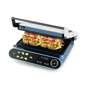 1200W Panini Press Grill with LED Display and 7 Grilling Modes-Blue B593-ES10373US