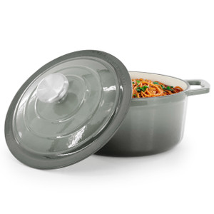 MegaChef 2.7 Quart Round Enameled Cast Iron Casserole in Gradient Gray D970-MC-CR20F-GRAY