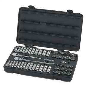 GearWrench 57 Piece 3/8 Inch Drive 12 Point Standard & Deep SAE/Metric Mechanics Tool Set T398-KDT80551