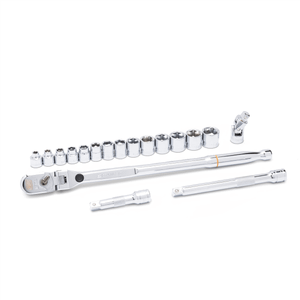 GearWrench 18 Piece 3/8 Inch Drive 120XP Locking Flex Head Ratchet and 6 Point Metric Stubby Socket T398-KDT81392