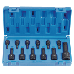 Grey Pneumatic Assorted Drive 12 Piece Int. Star Impact Driver Set T398-GRE1234T