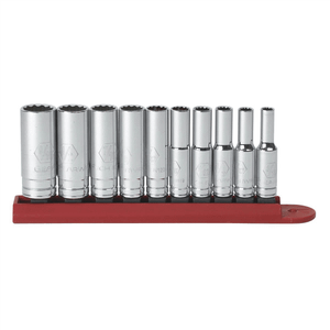 GearWrench 10 Piece 1/4 Inch Drive 12 Point Deep SAE Socket Set T398-KDT80309D