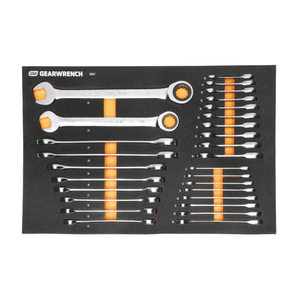 GearWrench 28 Piece 72-Tooth 12 Point Metric Standard & Stubby Combination Ratcheting Wrench Set wi T398-KDT86527