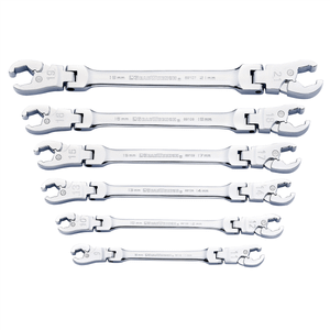 GearWrench 6 Piece Ratcheting Flex Head Flare Nut Metric Wrench Set T398-KDT89101D