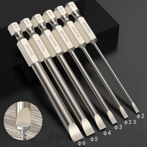 Color: Mixed Color - Flat Head Screwdriver Bit Set Magnetic Tip Slotted Screwdriver Electric Driver F640-12000033900015632