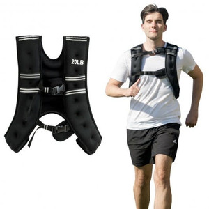 Training Weight Vest Workout Equipment with Adjustable Buckles and Mesh Bag-20 lbs - Color: Black - D681-SP36974