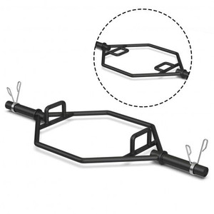 56 Inch Olympic Hexagon Deadlift Trap Bar with Folding Grips Powerlifting-Black - Color: Black D681-SP37185BK