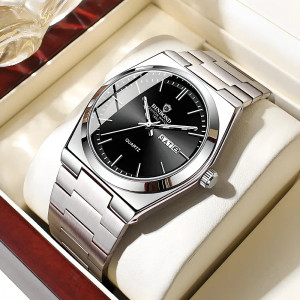 Color: Silver - UTHAI Men Watch Light Luxury Brand Stainless Steel Double Calendar Waterproof Male  F640-12000040595875711