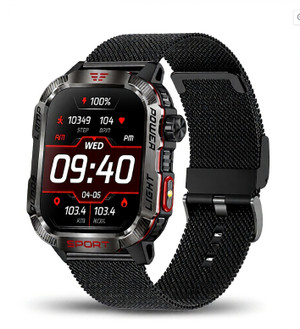 Color: Black Net Vinyl - Smartwatch With Barometric Altitude Sports Features Bluetooth Calling Q119-CJJX266346606FU