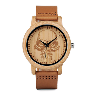 Color: P24 3 - BOBO BIRD P24 Unisex Bamboo Wood Watch Halloween Skull Feature Design Mysterious Qua Q119-CJZBNSSY00249-P24 3