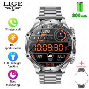 Color: Steel Band Silver Silicone - AK75 Smart Watch With Bluetooth Calling Q119-CJJX278987506FU