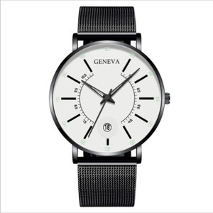 Color: Black white - Fashion men's business watch quartz watch classic creative calendar watch Q119-CJZBNSSY01173-Black white