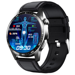 Color: F400 Black Leather - Smart Watch ECG Blood Glucose Monitoring Sports Bracelet Intelligent He Q119-CJJX253372404DW