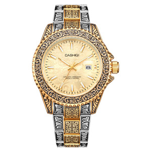 Color: Light golden - Fashion calendar waterproof luminous quartz watch Q119-CJZBNSSY02702-Light golden