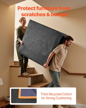 Moving Blankets 6 Pcs, 80 x 72 in (35 lbs/dz) Large Packing Blankets with Cotton Filling, Heavy Dut E415-DCBYT80X72INFM6B8001V0