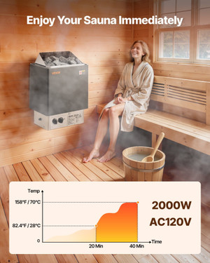 Sauna Heater, 2KW AC 120V Electric Sauna Stove, Dry Steam Bath Saunas Stove with Pre-Drilled Bracke E415-DSSNL2KWNKLX27E6N001V1