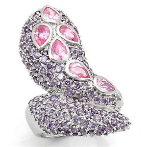 LOS222 - Rhodium 925 Sterling Silver Ring with AAA Grade CZ  in Rose A874-LOS222