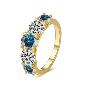 Size: US 6 HK13, Product Color: 3.6 Karat Colorful Blue - S925 Silver Simple Personality Trendy Mic Q119-CJYD246798609IR