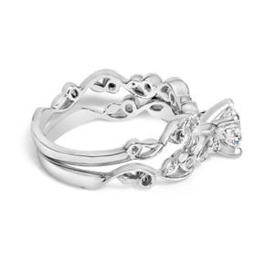 14K White Gold Lab Grown Diamond 1.0 Cttw Vintage Style Engagement Ring and Band Set - Ring Size 10 N162-022835R100