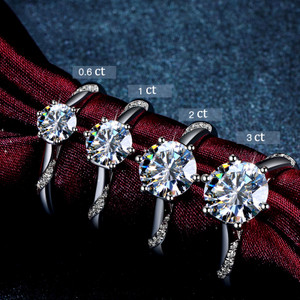Color: AJZ1144 3, Size: 8 - Silver six-claw moissanite carat diamond ring Q119-CJZBLXLX17676-AJZ1144 3-8