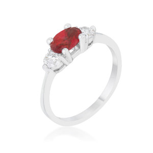 Miranna 1.2ct Garnet CZ Rhodium Classic Oval Ring R599-R07597R-C10