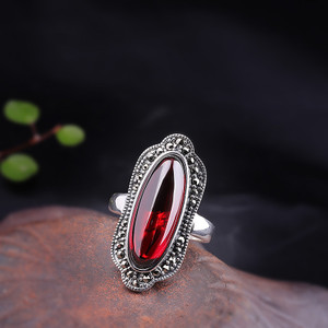 Color: Pomegranate Red Ring, Size: Adjustable Opening - Fashion Personalized Cut Blue San Ring Q119-CJLX202906002BY