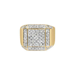 Men's 10K Yellow Gold 2 1/8 Cttw Diamond  Composite Cluster Cocktail Ring Band N162-020213R110