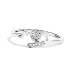 .925 Sterling Silver Diamond Accent "MOM" Heart Ring (J-K Color, I2-I3 Clarity) - Ring Size 7 N162-023090RS19
