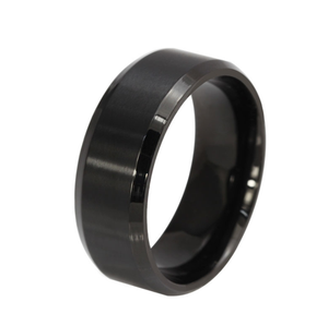 Color: Silver, Size: 9 - Solid Ring Stainless Steel Svart Strlk 12 (US size) Q119-CJZBLXLX00877-Silver-9