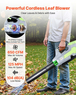 Cordless Leaf Blower, 60V Powerful Electric Leaf Blower with 5.0Ah Battery, Fast Charging & Quiet O E415-WXDDCYJ60V50JYVK9001V1