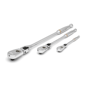 GearWrench 3 Piece 1/4 Inch, 3/8 Inch & 1/2 Inch Drive 90-Tooth Locking Flex Head Teardrop Ratchet  T398-KDT81276T