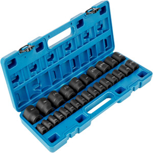 Impact Socket Set 1/2 Inches 26 Piece Impact Sockets, Shallow Socket, 6-Point Sockets, Rugged Const E415-CJTT12IN26PC00001V0