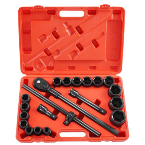3/4 in Drive Impact Socket Set, 21 Pieces SAE 3/4 in to 2 in, 6 Point Cr-V Alloy Steel for Auto Rep E415-CJ1CRV2134SAERCDUV0