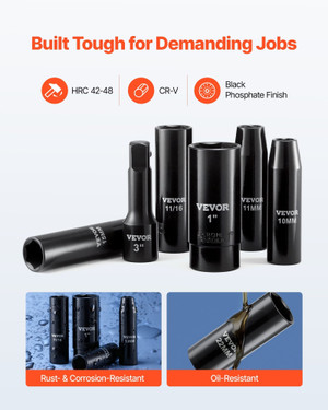 1/2 in Drive Impact Socket Set, 29 Piece, 6 Point Deep Impact Sockets, SAE (3/8 to 1 inch) and Metr E415-CJTTTZCRVCZ240U6O001V0