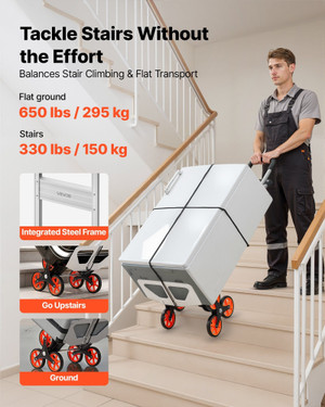 Stair Climbing Cart, 330 lbs Stair-Climb Capacity, Aluminum Alloy Folding Trolley Cart with Telesco E415-ZXTCSPLCLSKL6O9DC001V0